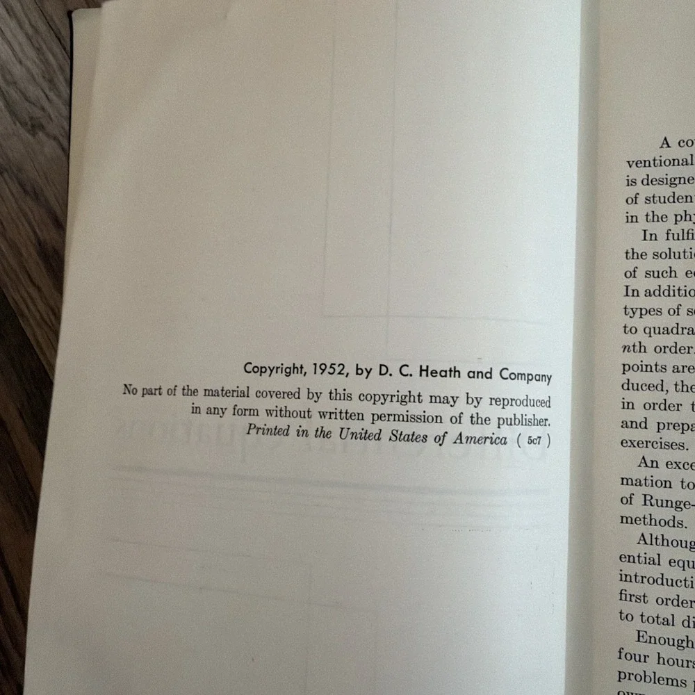 Differential Equations (1952) - Vtg Mathematics Textbook Nelson Folley Coral
